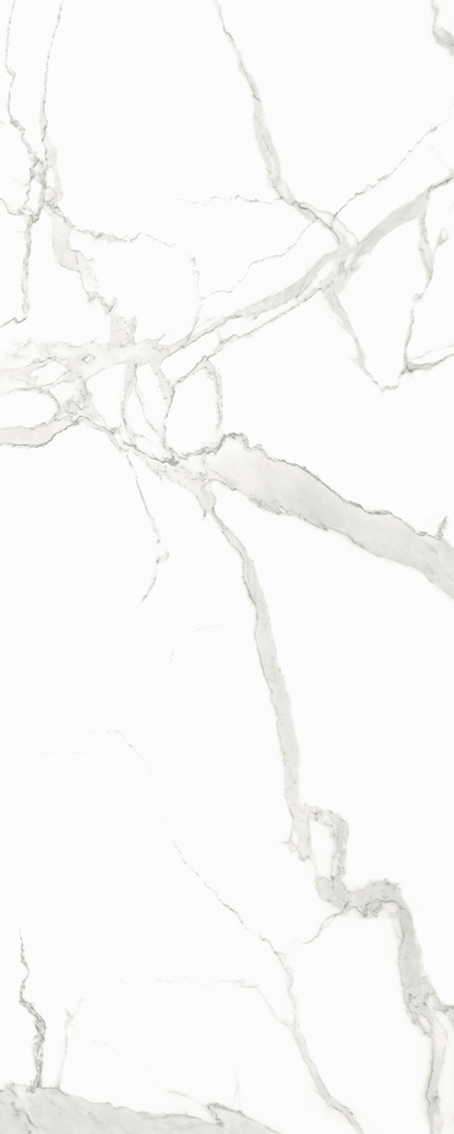 white‑base sintered‑stone slab with side‑to‑side continuous veining