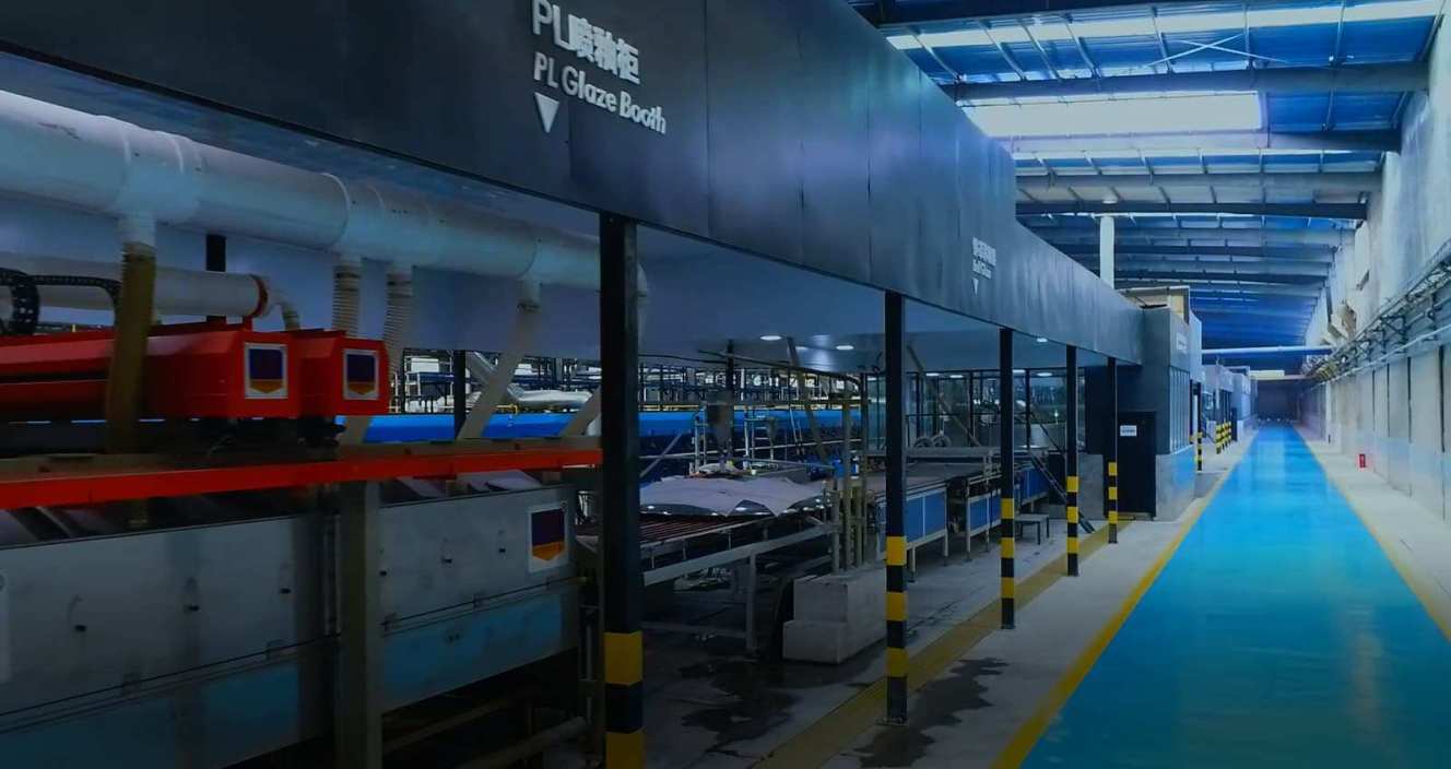 PL glaze booth for sintered-stone slabs